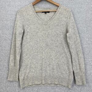 Alex Marie Cashmere Sweater Womens Large Grey V Neck Long Sleeve Pullover Soft